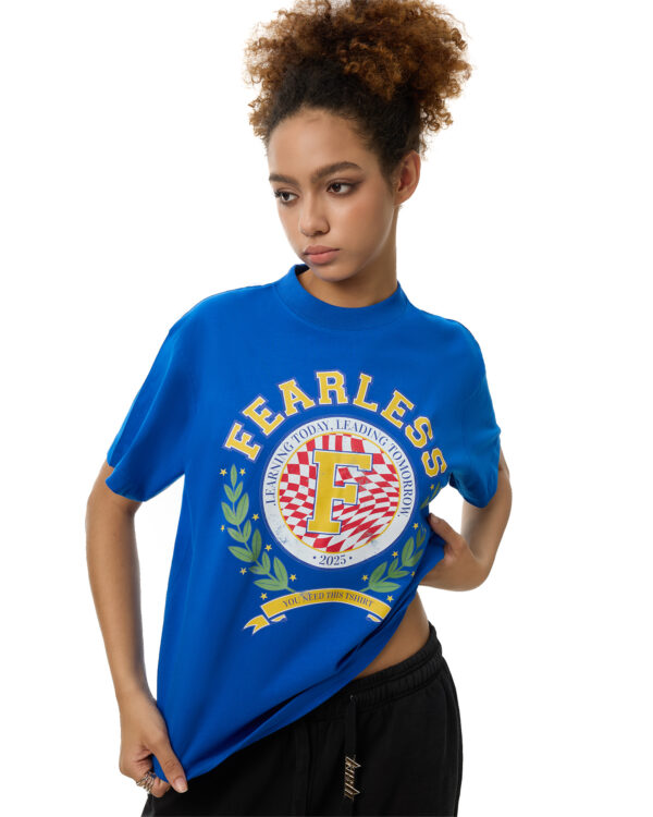 Áo Thun 280GSM Fearless University Logo - Blue - FORM Boxy - Ảnh 3